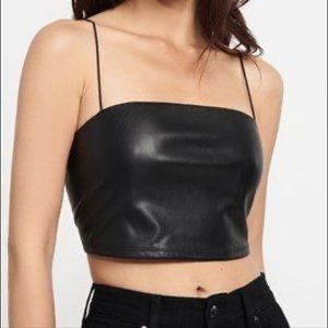 Dynamite black faux leather crop top